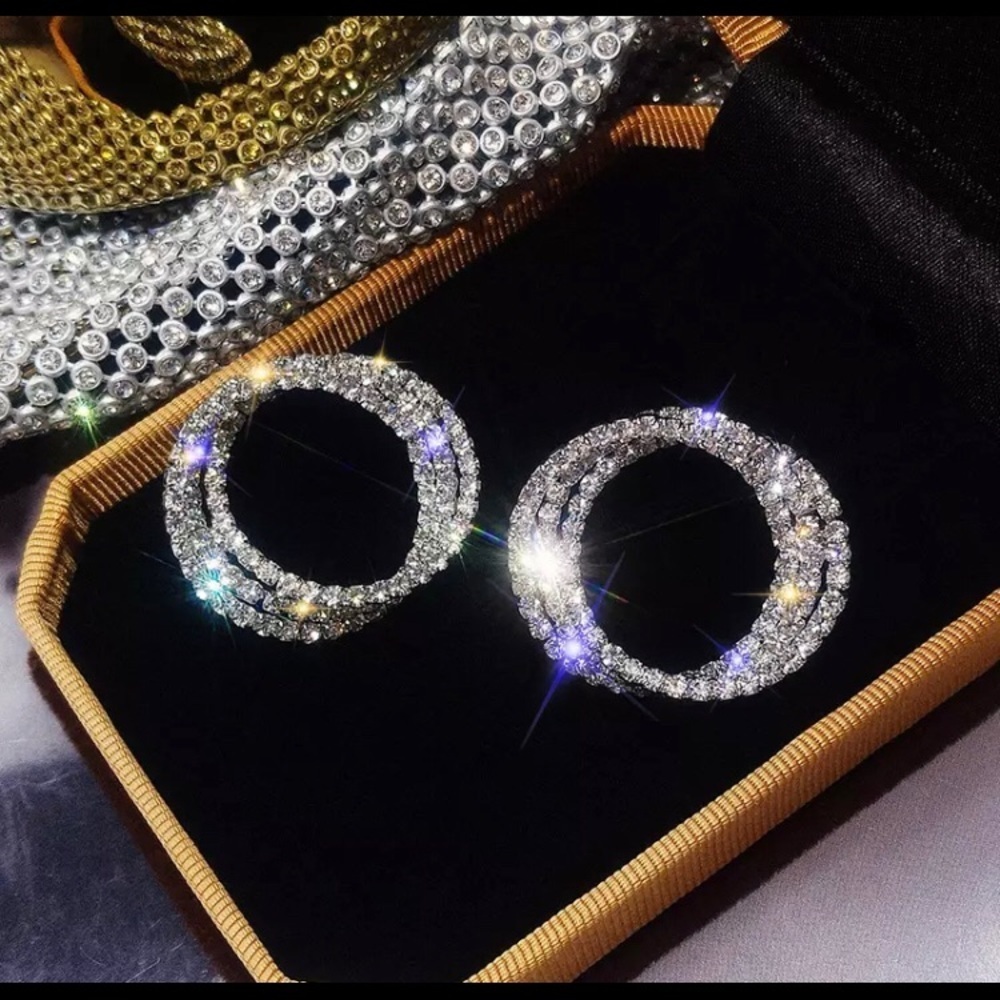 Round Rhinestone Earrings Party